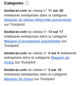 Classement enseigne Avatacar entretien mécanique