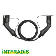 Cable de recharge pour voiture électrique Type 1 vers Type 2 - 5 mètres - 32A 7,68kw