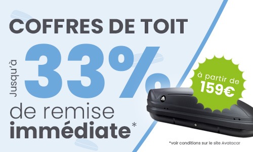Promotion coffres de toit : jusqu'à -33 % de remise immédiate