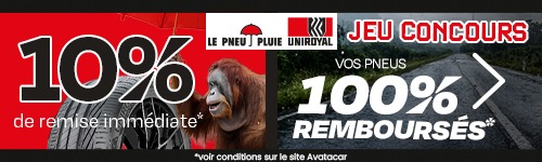 10% remise immédiate, 100% remboursé jeux concours Uniroyal